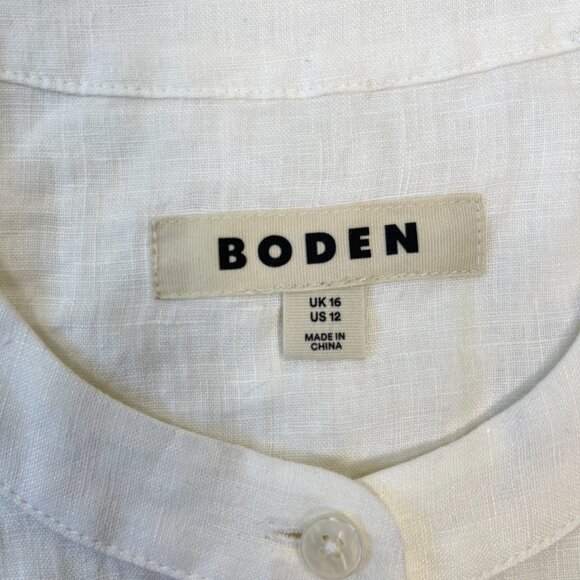 NWOT Boden Embroidered Floral Ivory Long Sleeves White Linen Top Shirt Blouse 12 - Picture 9 of 13
